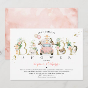 Invitation Safari Animaux Conduite Par Baby shower Verdure Or
