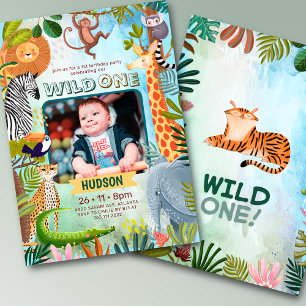 Invitation safari animaux de la jungle garçon anniversaire ph