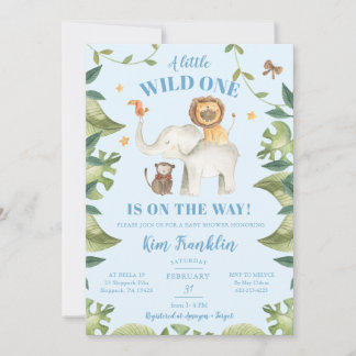 Invitation Safari Animaux Garçon Baby shower Wild One Invitat