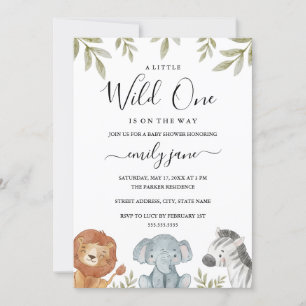 Invitation Safari Animaux Mignons Fille Garçon Baby Shower