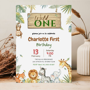 Invitation Safari Animaux Sauvages Fête d'anniversaire Enfant