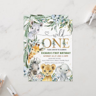 Invitation Safari Anniversaire Invitation, Wild One BOY Party