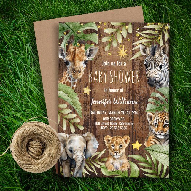 Invitation Safari Baby shower Bébé Animaux (Créateur téléchargé)