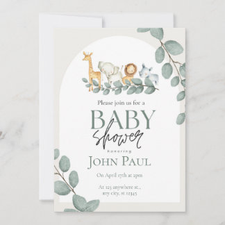 Invitation Safari Baby Shower Watercolor Background 