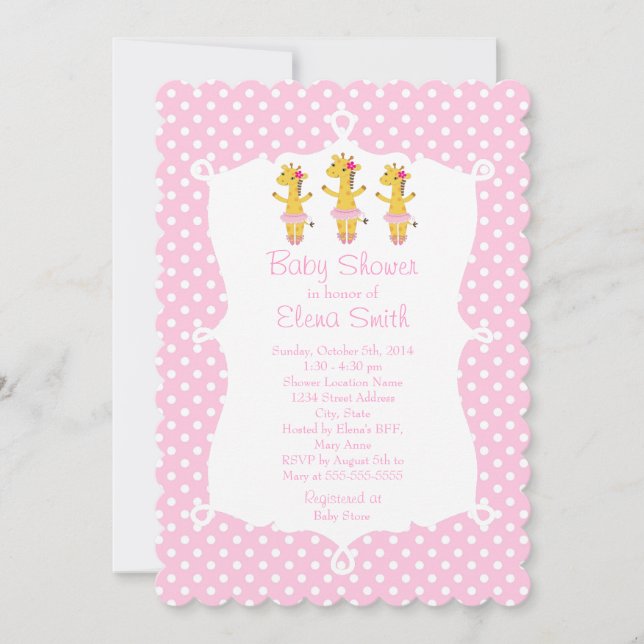 Invitation Safari Ballerina Pink Poka Point (Devant)