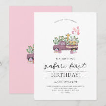 Safari Bébé Animaux Camion 1er Anniversaire Fête I