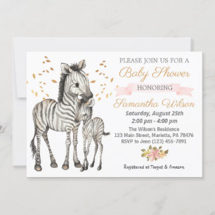Invitation Safari Cute Baby Zebra Wild Baby shower