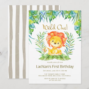 Invitation Safari Cute Lion Wild Un 1er anniversaire