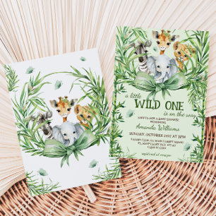 Invitation Safari d'Animal Sauvage Fleurs Bébé sur le Thème