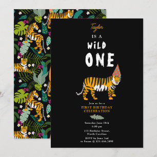 Invitation Safari de la jungle de tigres tropicale pour enfan