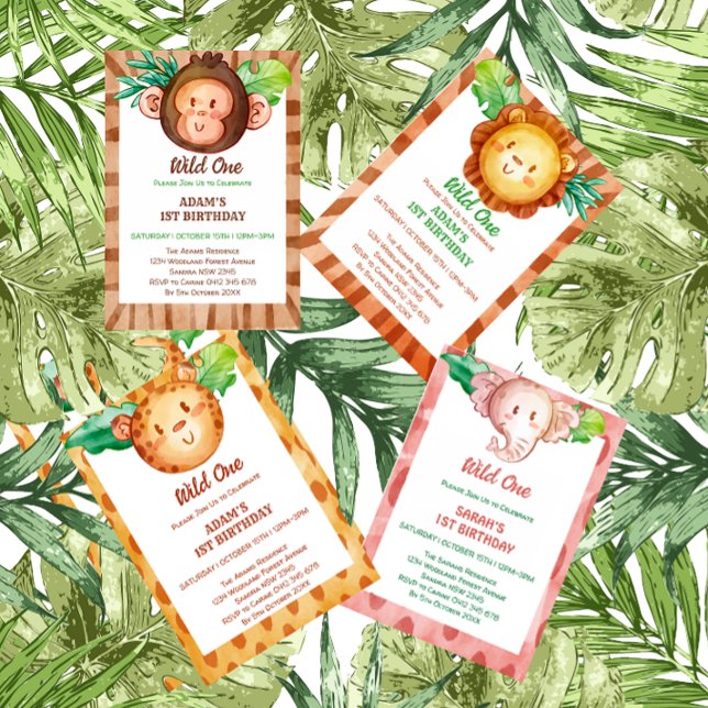 Invitation safari de singe sauvage un anniversaire (Créateur téléchargé)