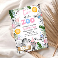 Safari dessiné bleu rose Deux Le Zoo 2e anniversai