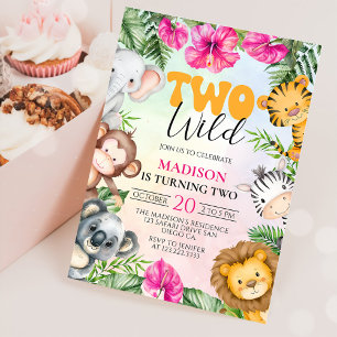 Invitation Safari Deux Wild 2nd Girl Birthday