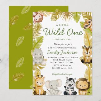 Invitation Safari d'un petit sauvageon Animaux de la jungle F