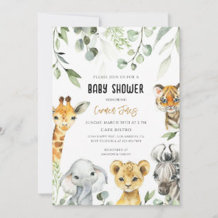 Invitation Safari Fête de Naissance Animaux de la Jungle