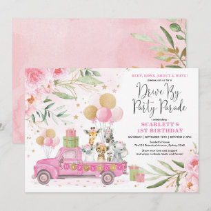 Invitation Safari Floral Rose En Or Par Anniversaire Parade