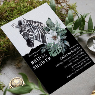 Invitation Safari Floral Zèbre Aquarelle Enterrement de Vie d