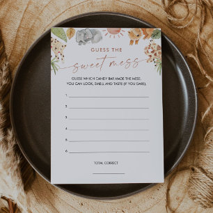 Invitation SAFARI Guess the Sweet Mess Game Card