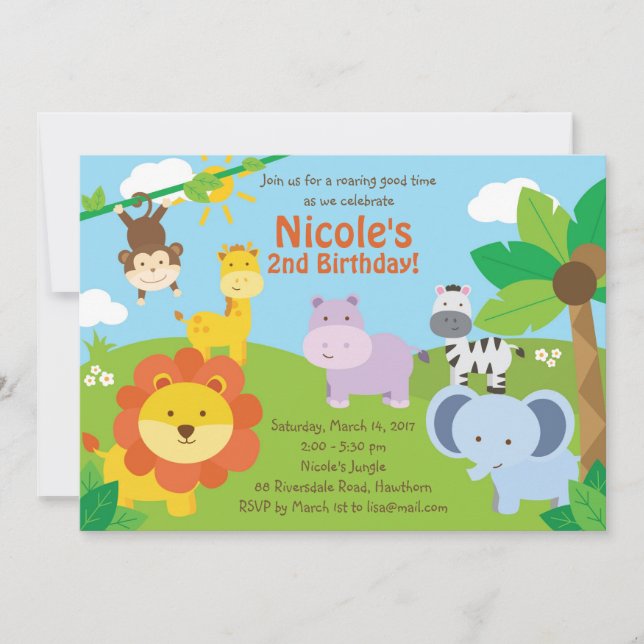 Invitation Safari / Invitation d'anniversaire Safa (Devant)