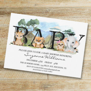 Invitation Safari Jungle Afrique Baby Shower 