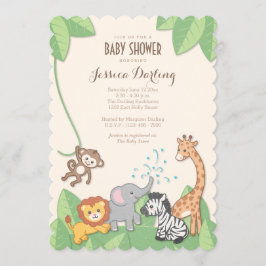 Invitation Safari Jungle Animaux Baby shower moderne