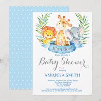 Safari Jungle Animaux garçon Baby shower Invitatio