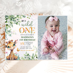 Invitation Safari Jungle Animaux sauvages Un 1er anniversaire