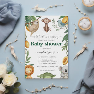 Invitation Safari Jungle Animaux sauvages un garçon Baby show