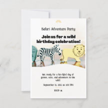 Safari Jungle Anniversaire modifiable Aquarelle An