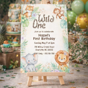 Invitation Safari Jungle Sauvage Animaux Premier Anniversaire