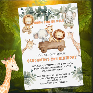 Invitation *Safari Jungle Sauvage pour un 2ème Anniversaire*