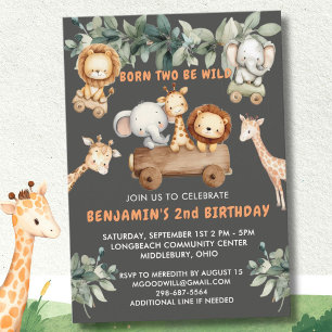Invitation *Safari Jungle Sauvage pour un 2ème Anniversaire*