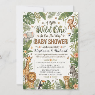 Invitation Safari Jungle Tropical Animal Bébé Sauvage Shower
