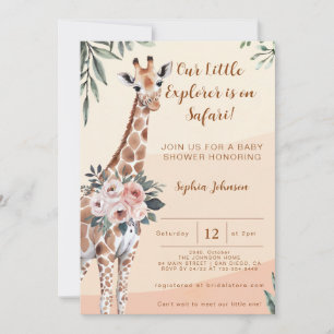 Invitation Safari Little Explorer Giraffe Baby shower