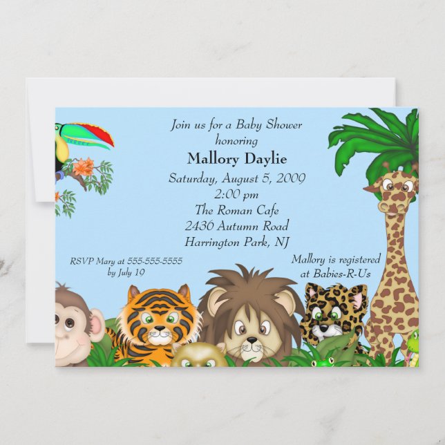 Invitation Safari mignon c'est un baby shower de garçon de (Devant)