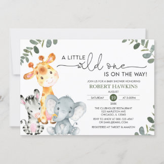 Invitation Safari neutre genre animal sauvage un Baby shower