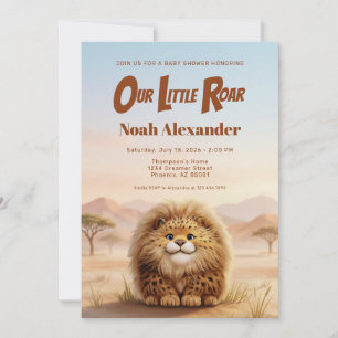Invitation Safari Notre petit rugissement Baby shower ourson 
