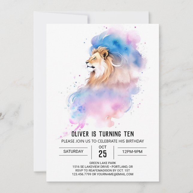 Invitation Safari Online Lion Anniversaire (Devant)