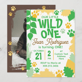 Invitation Safari Photo Wild One 1er Anniversaire