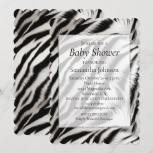 Invitation Safari Poster de animal noir blanc Zebra