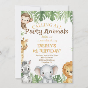 Invitation Safari pour le premier anniversaire Evi