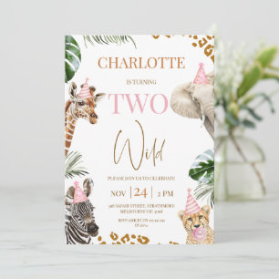 Invitation Safari rose deux Wild 2e anniversaire