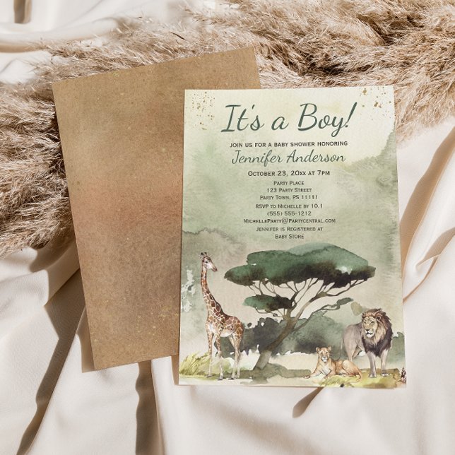 Invitation Safari Sahara Savanna Baby shower animaliers (Créateur téléchargé)