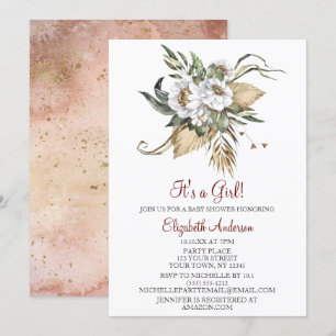 Invitation Safari Sahara Savanna Floral Baby shower FILLE