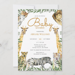 Invitation Safari sauvage avec Baby shower de girafe