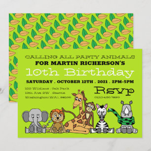 Invitation Safari sauvage, fête d'anniversaire des enfants