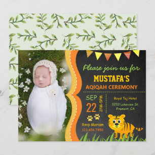 Invitation Safari sauvage Jungle Baby Tiger Aqiqah Photo