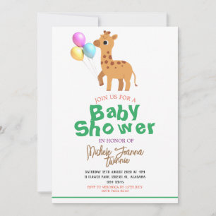 Invitation Safari Simple mignonne Animaux girafes Baby shower