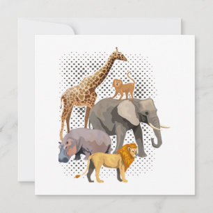 Invitation Safari Squad Africain Safari Animaux Drôle Zoo Ani