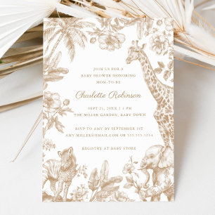 Invitation Safari Toile neutre genre Baby shower élégant